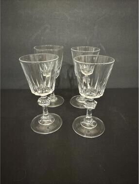 (4) Princess House ESPRIT Clear Hand Blown Vertical Cuts CORDIAL GLASS